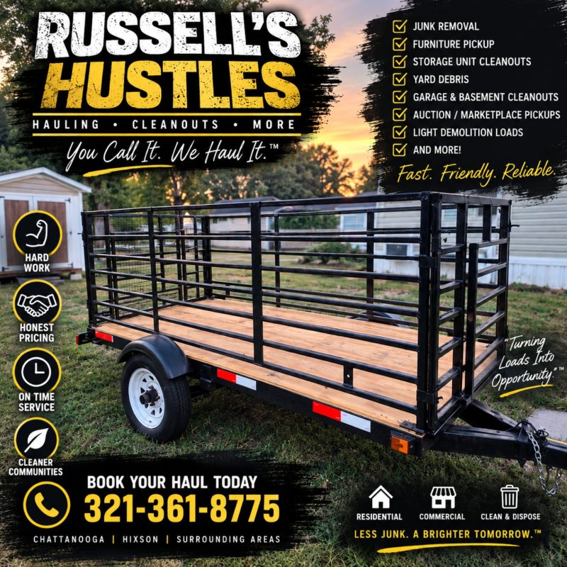Russell's Hustles hauling and removal advertisement